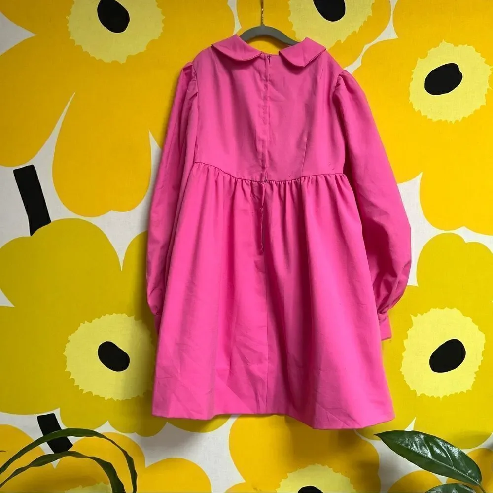 Vintage 1960s Handmade One of a Kind Bubblegum Pink Peterpan Collar Dress